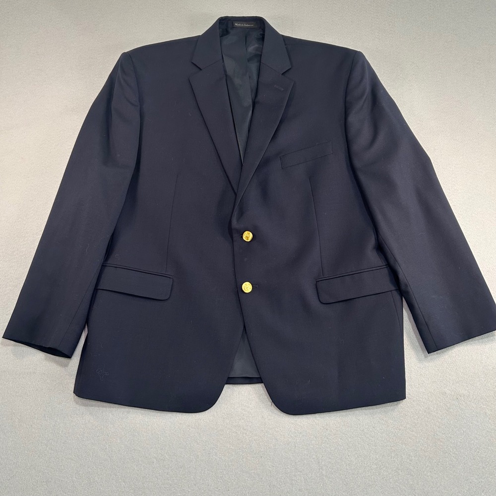 Lauren Ralph Lauren Blazer Mens 46S Navy Blue 100% Wool Gold Button Sport Coat